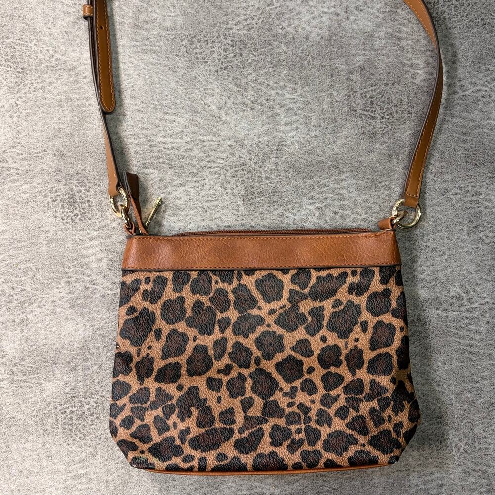 Leopard Print Leather Crossbody Bag
